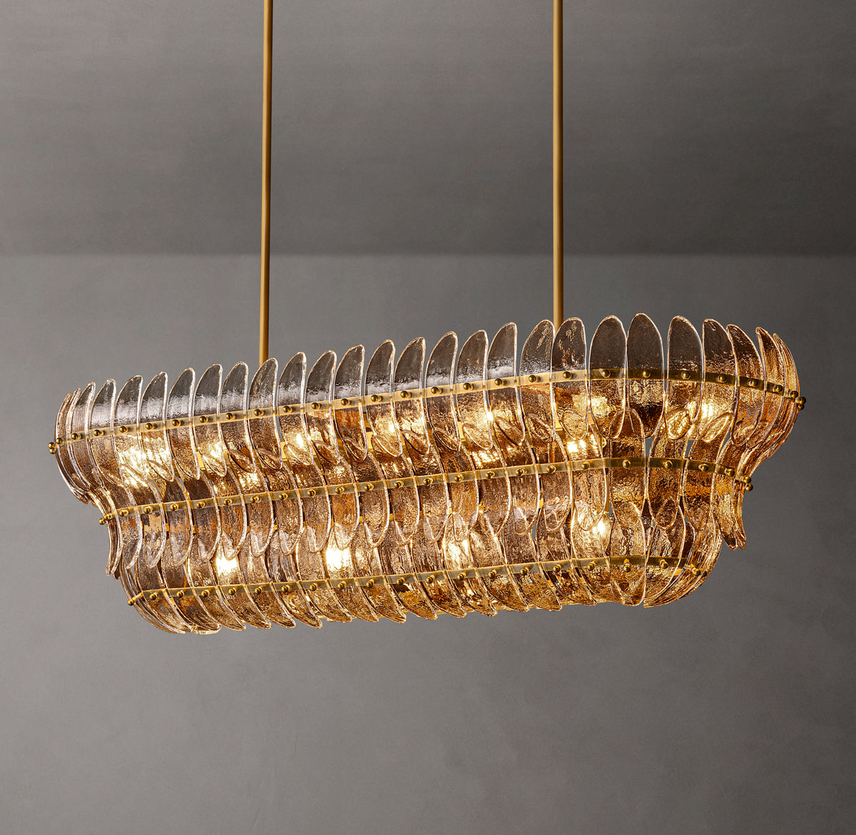 Sculptural Amelia Smoke Glass Linear Chandelier – 54"