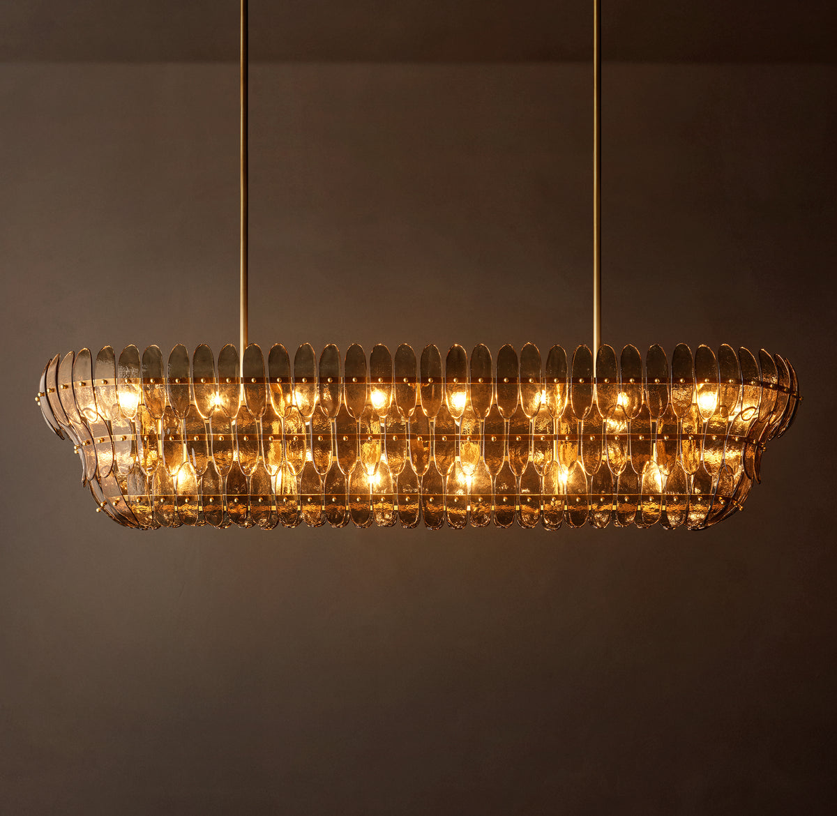 Sculptural Amelia Smoke Glass Linear Chandelier