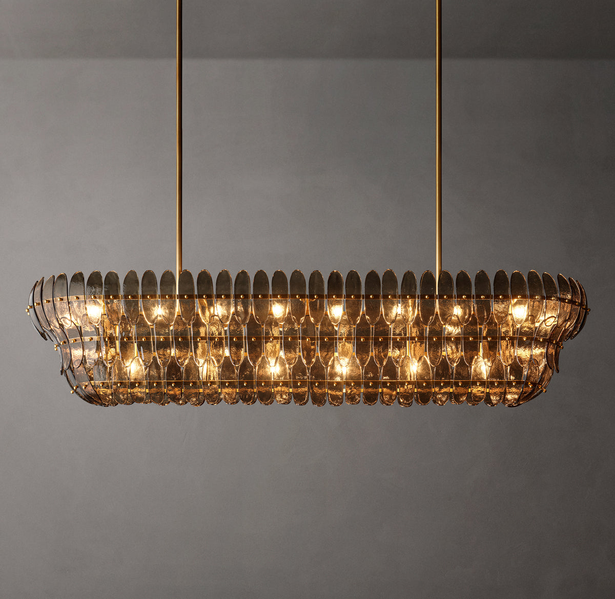 Sculptural Amelia Smoke Glass Linear Chandelier, alternate view