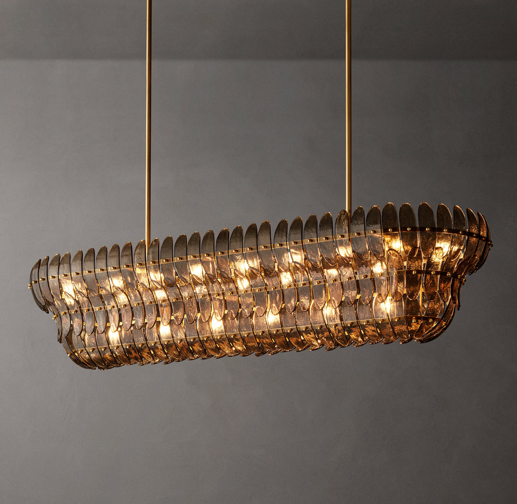 Sculptural Amelia Smoke Glass Linear Chandelier – 54"