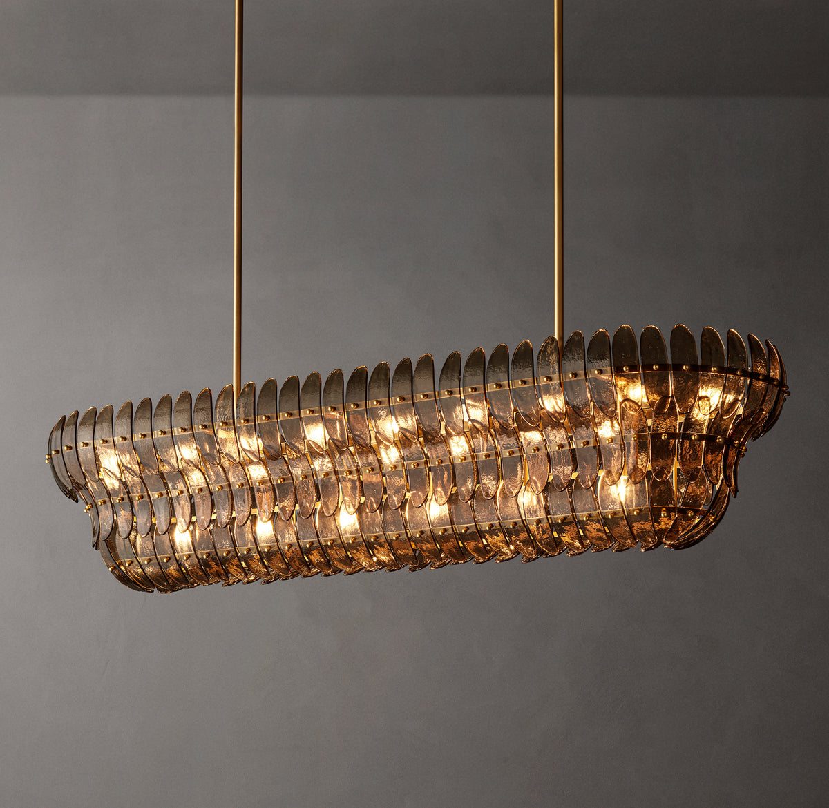 Sculptural Amelia Smoke Glass Linear Chandelier – 54"
