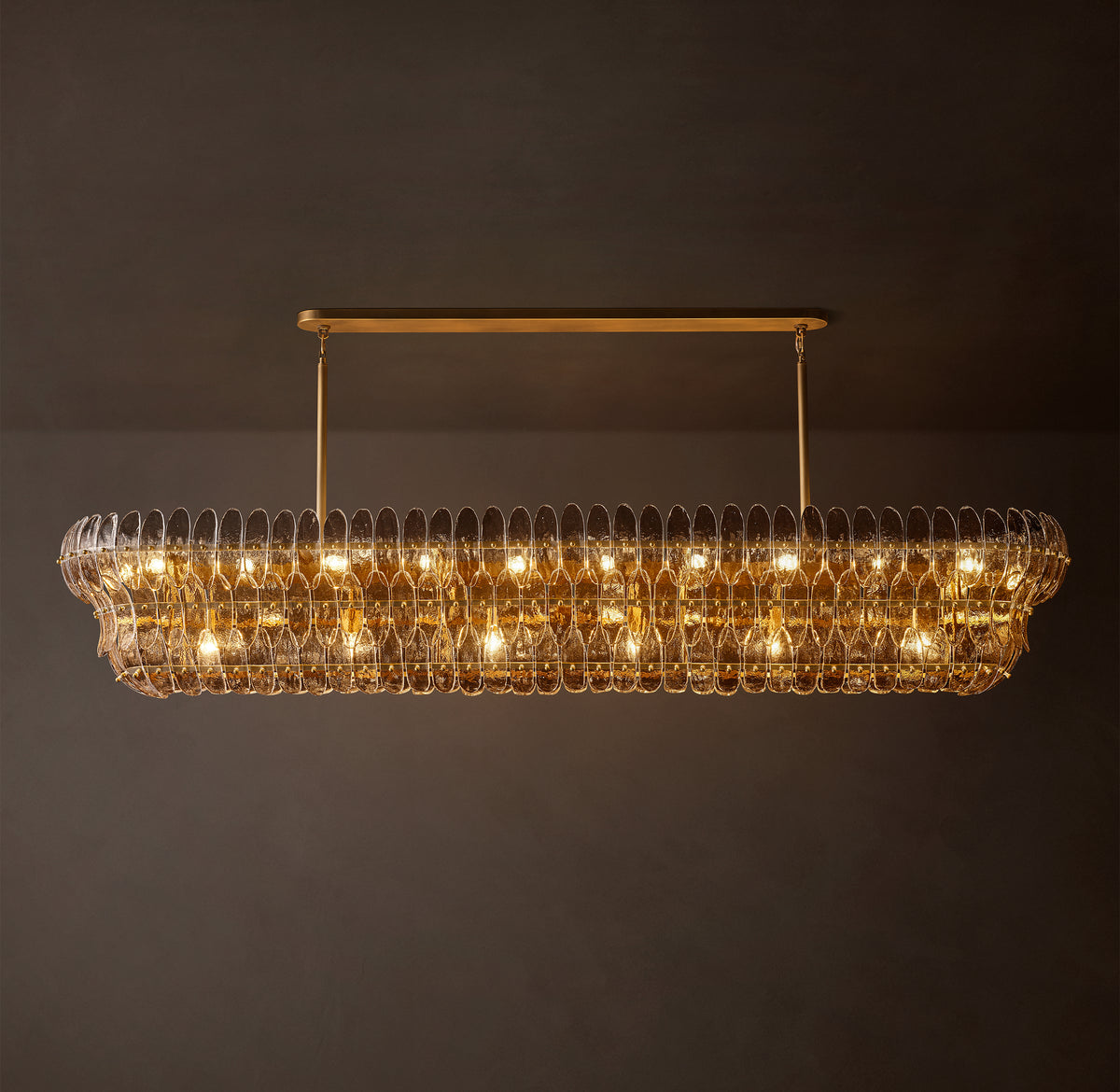 Sculptural Amelia Smoke Glass Linear Chandelier