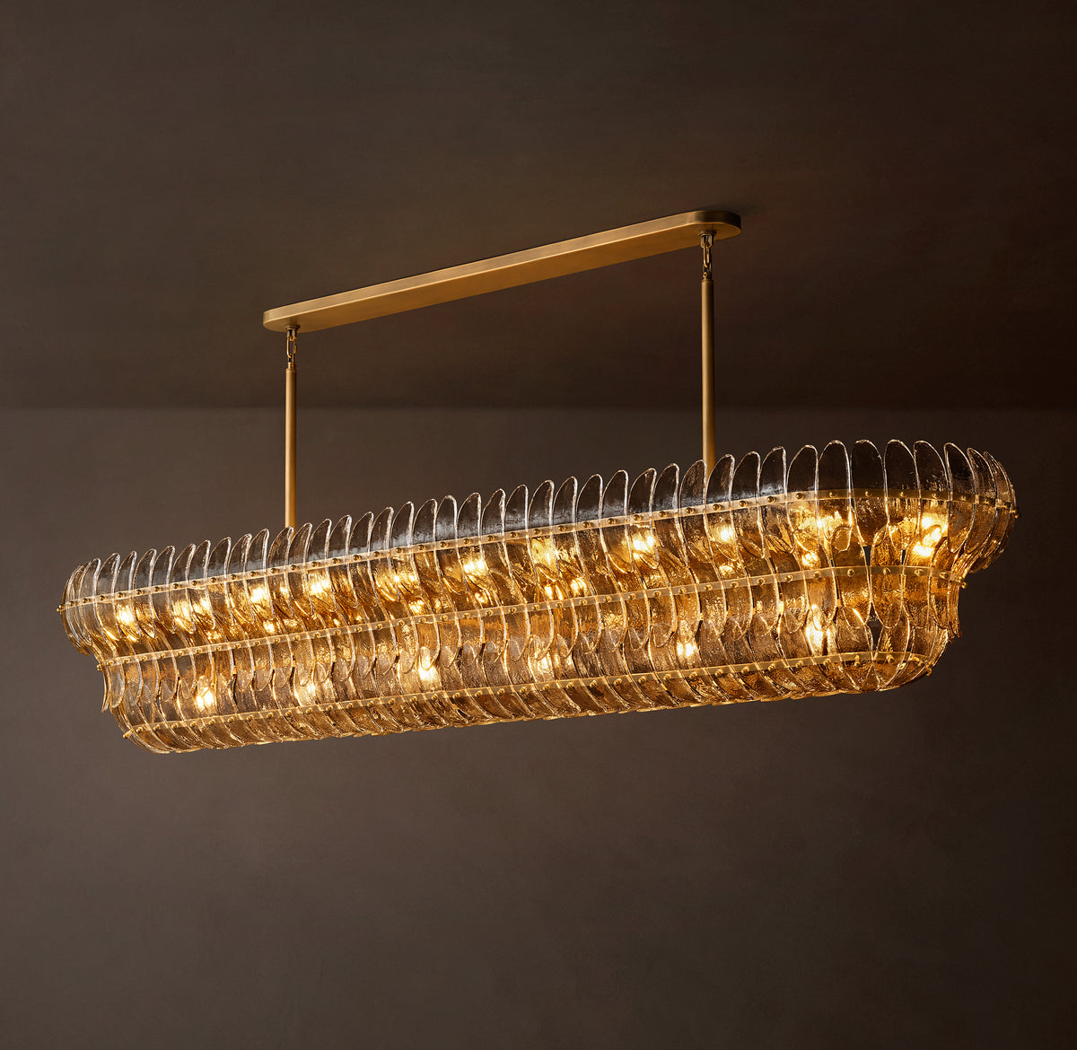Sculptural Amelia Smoke Glass Linear Chandelier – 90"