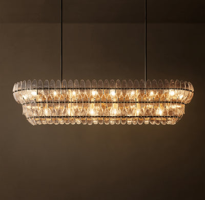 Sculptural Amelia Clear Glass Linear Chandelier – 54"