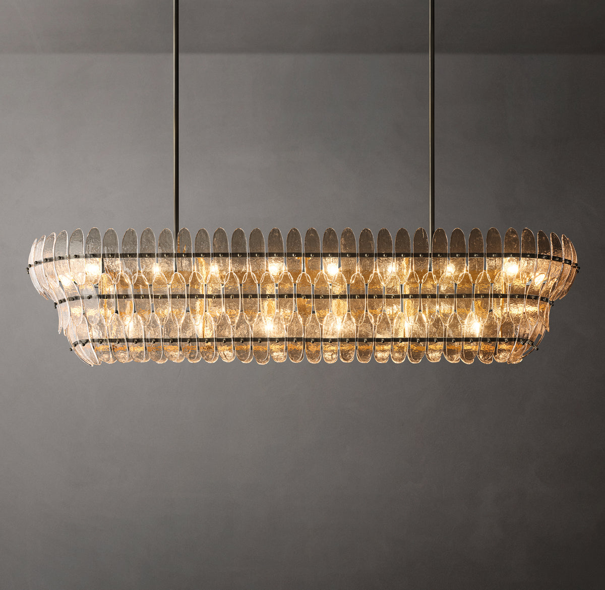 Sculptural Amelia Clear Glass Linear Chandelier, alternate view