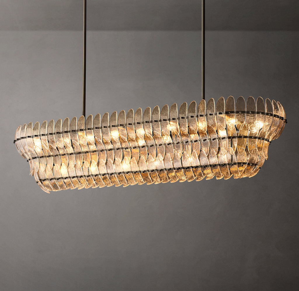 Sculptural Amelia Clear Glass Linear Chandelier – 54"