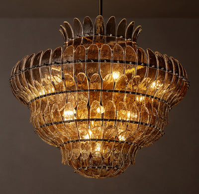 Sculptural Amelia Smoke Round Glass Chandelier