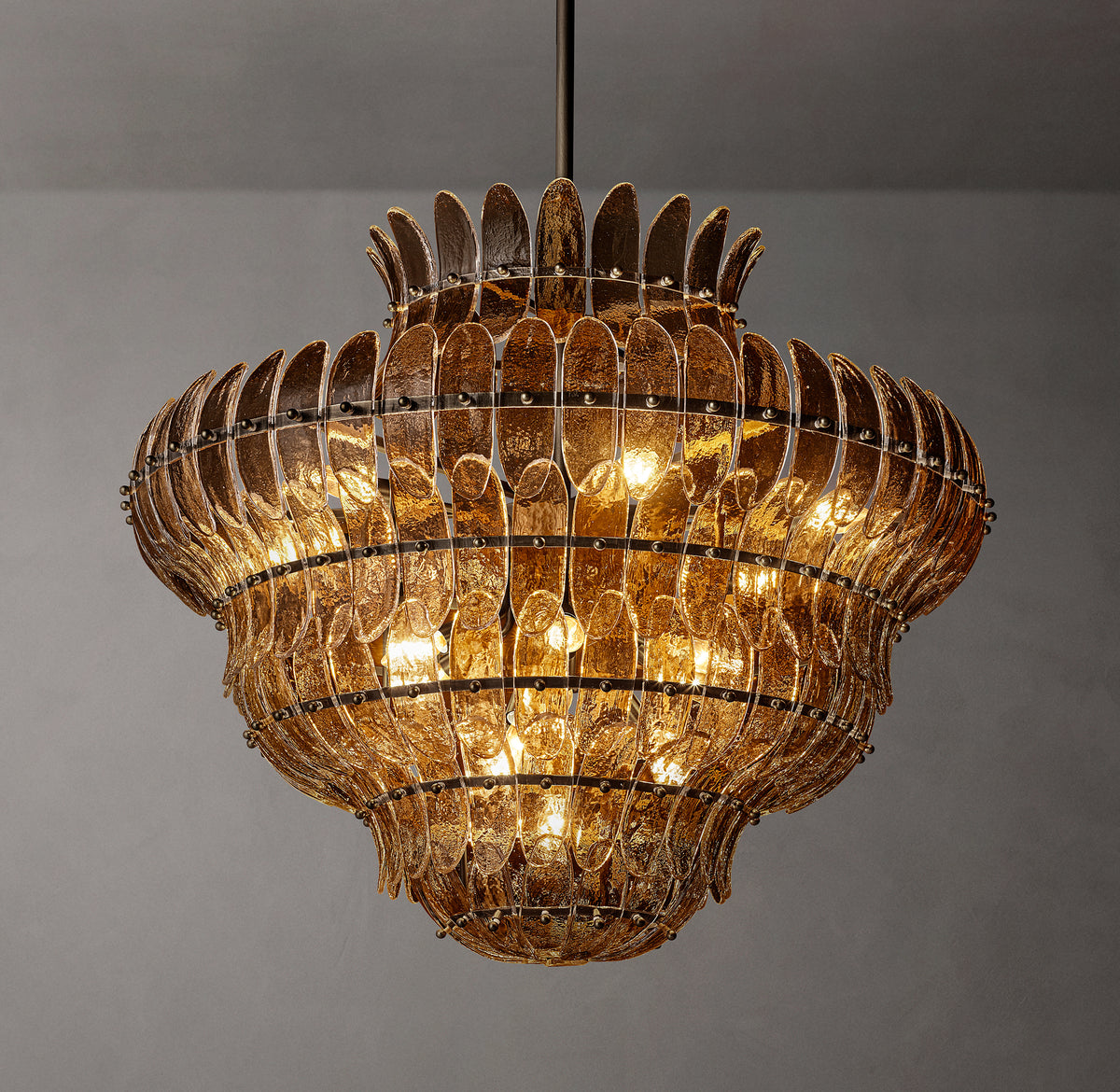Sculptural Amelia Smoke Round Glass Chandelier, alternate view