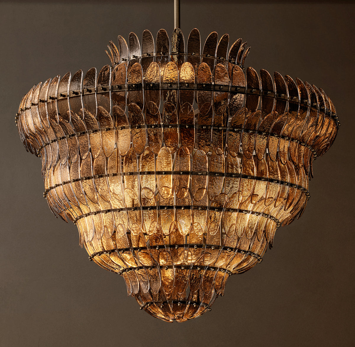 Sculptural Amelia Smoke Round Glass Chandelier