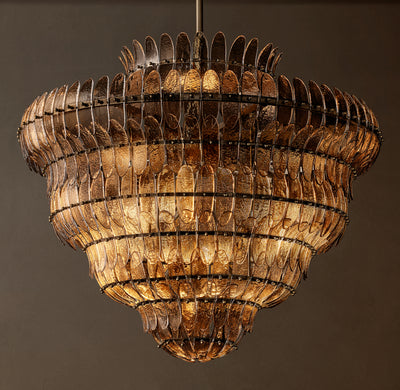 Sculptural Amelia Smoke Round Glass Chandelier