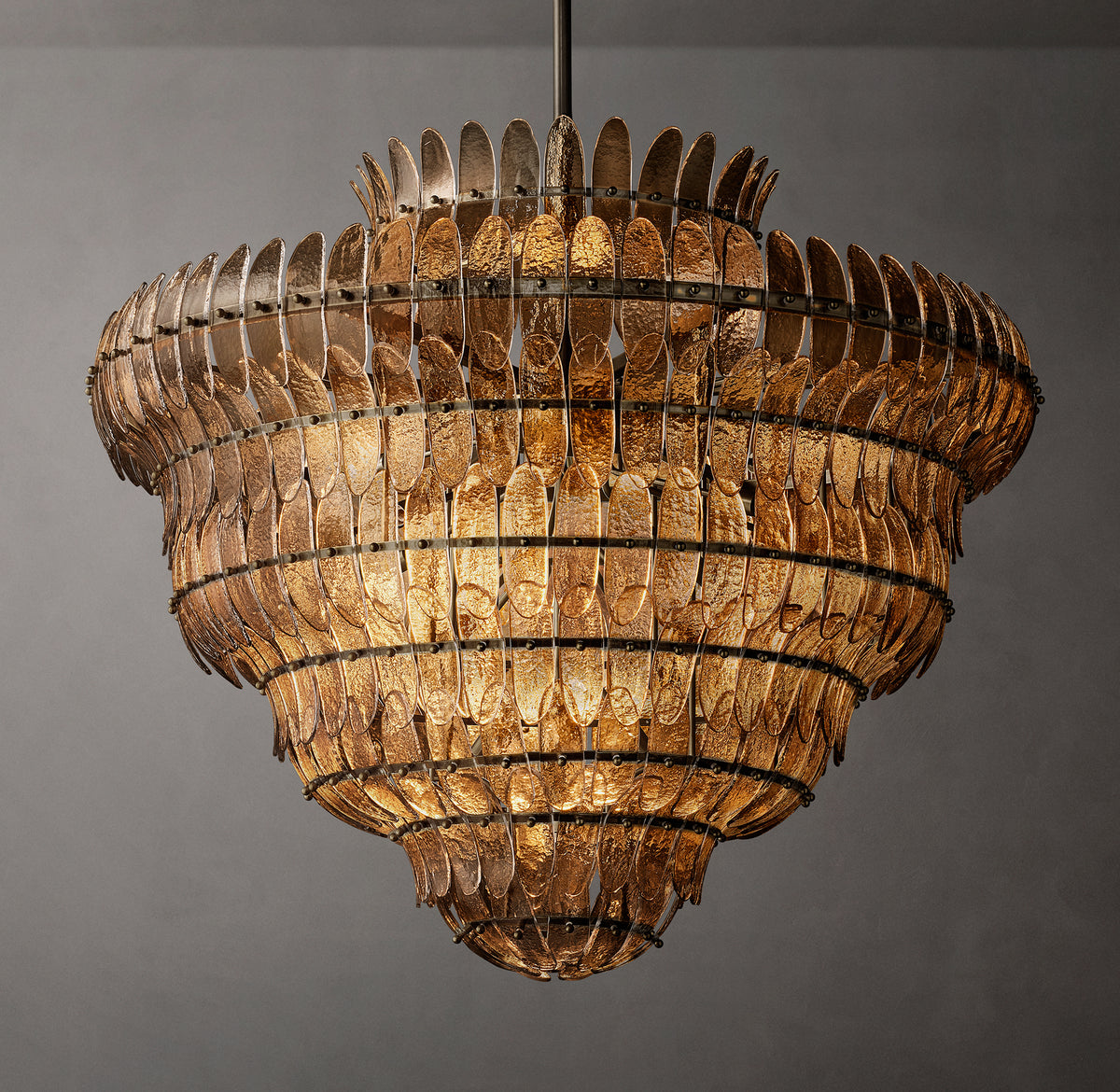 Sculptural Amelia Smoke Round Glass Chandelier, alternate view