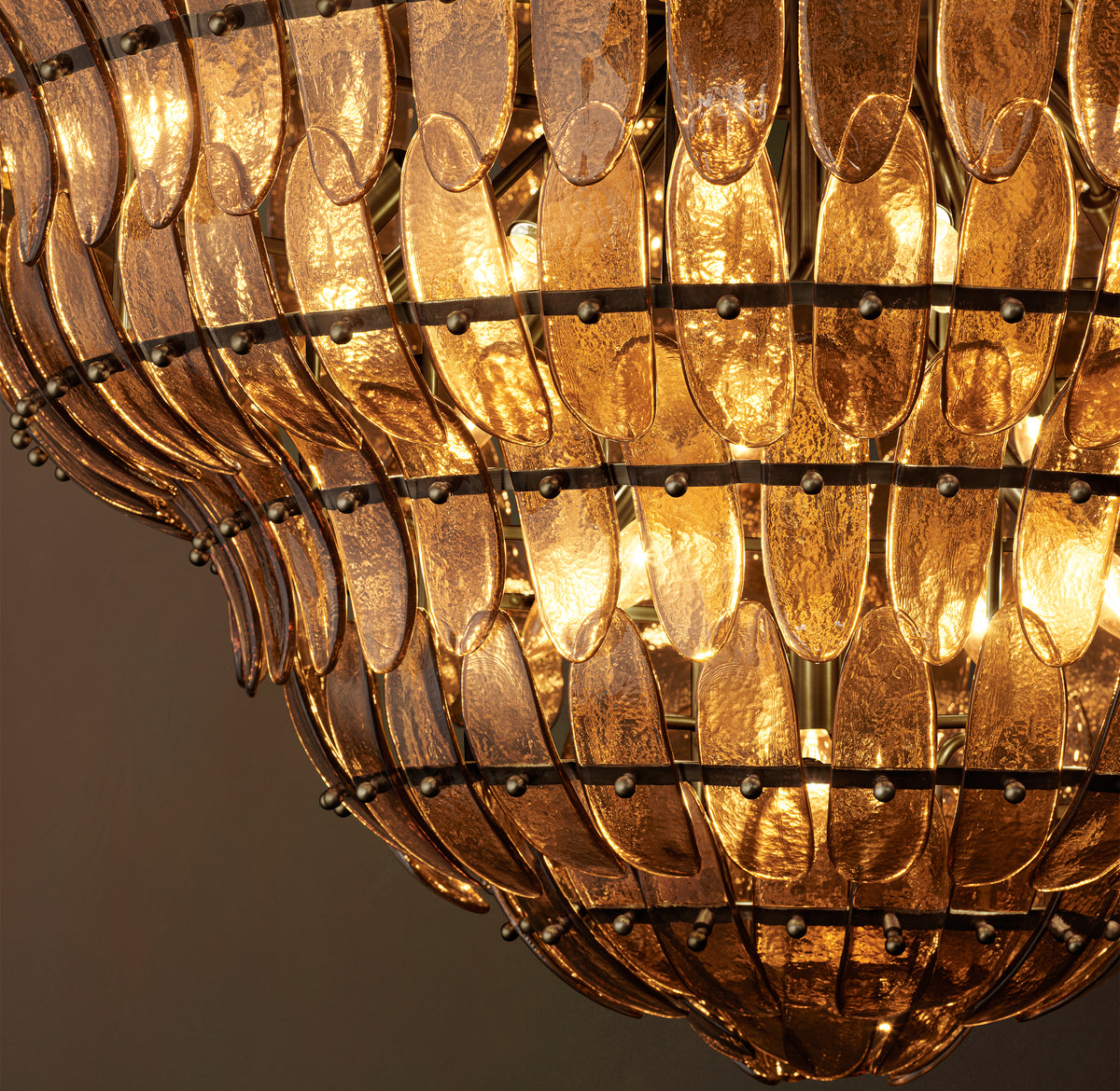 Sculptural Amelia Smoke Round Glass Chandelier