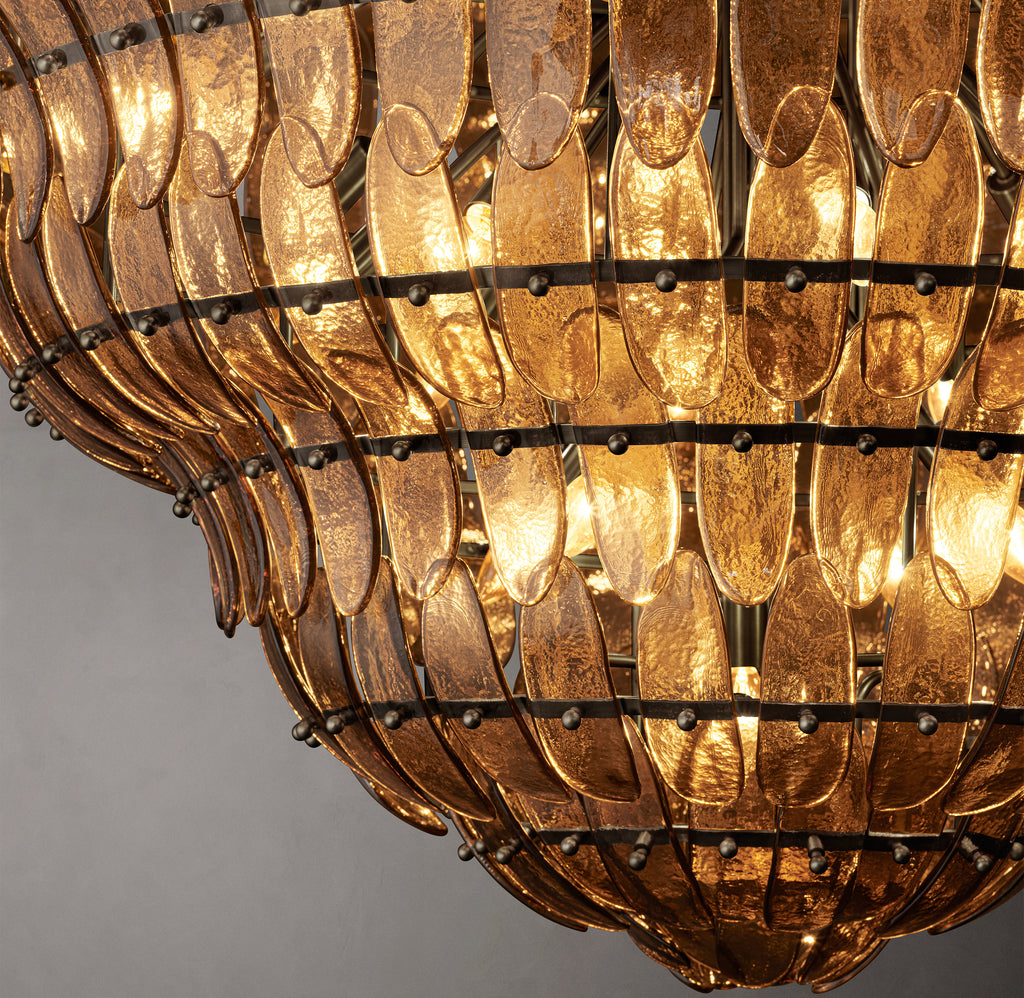 Sculptural Amelia Smoke Round Glass Chandelier