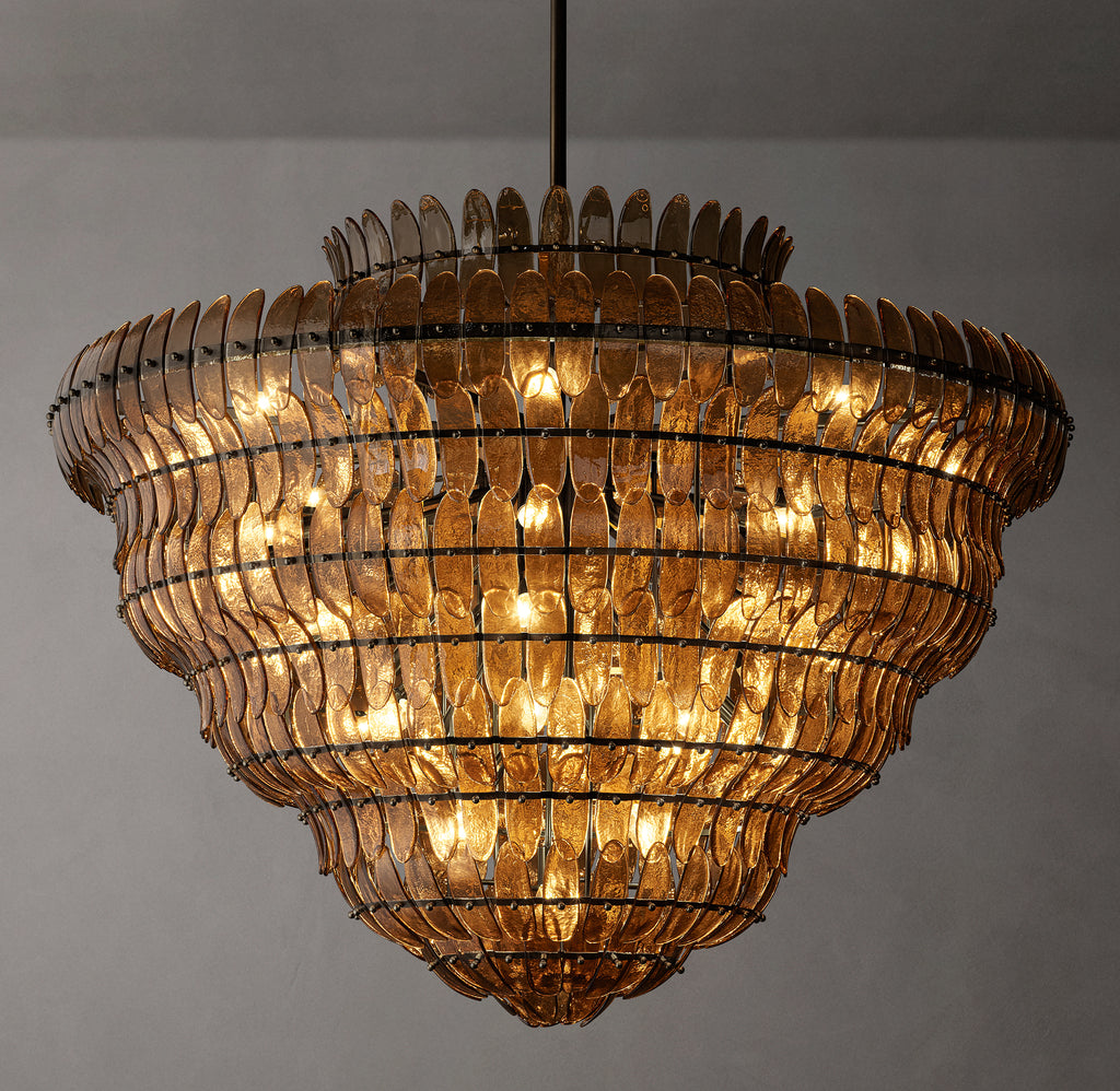 Sculptural Amelia Smoke Round Glass Chandelier, alternate view