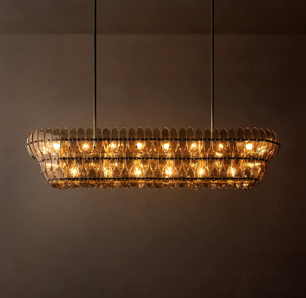 Sculptural Amelia Smoke Glass Linear Chandelier