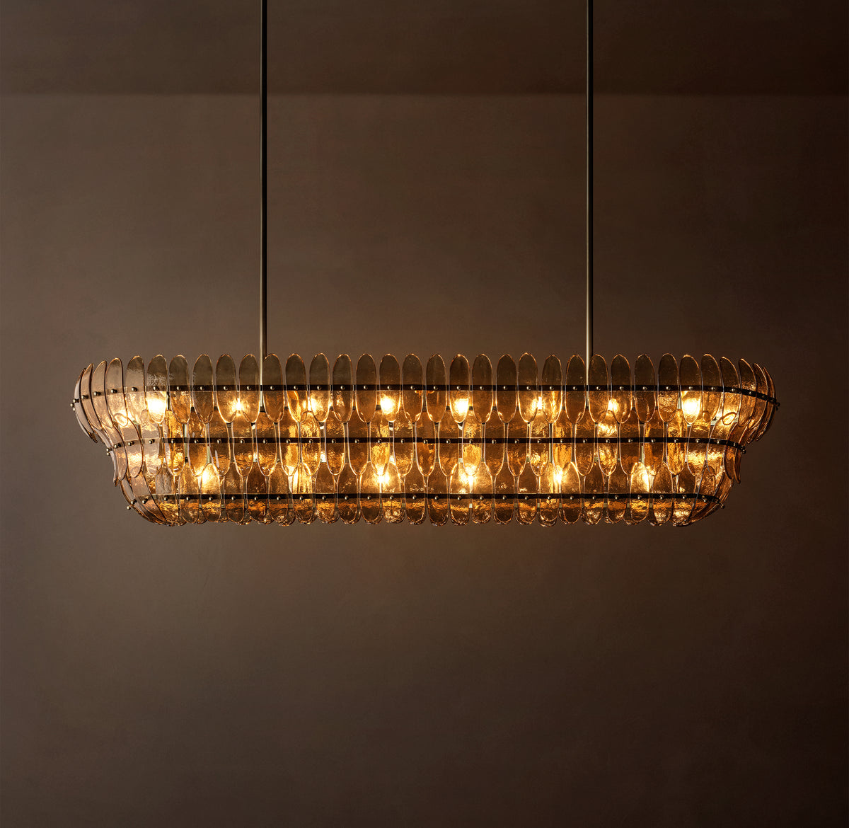 Sculptural Amelia Smoke Glass Linear Chandelier