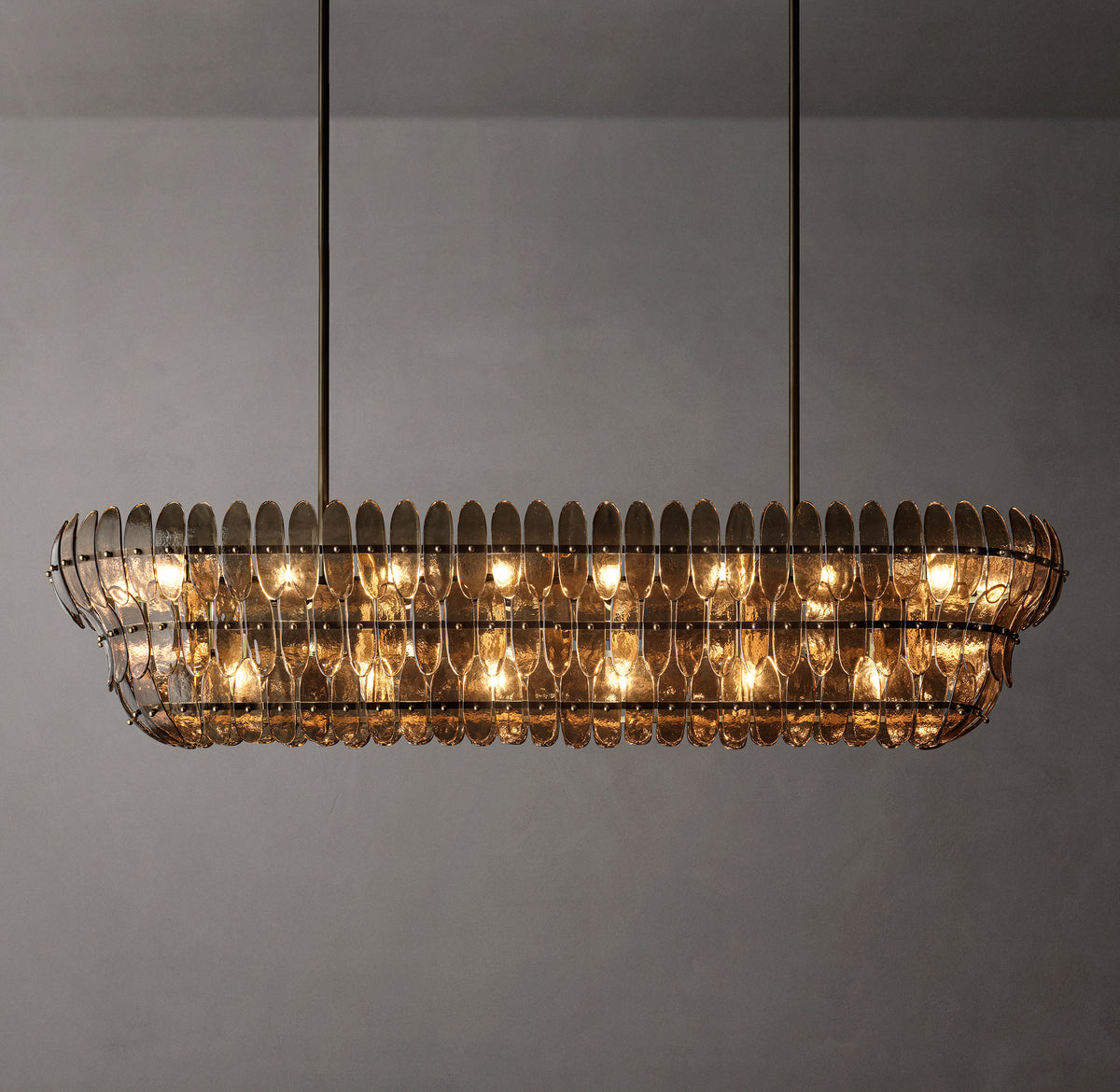 Sculptural Amelia Smoke Glass Linear Chandelier, alternate view