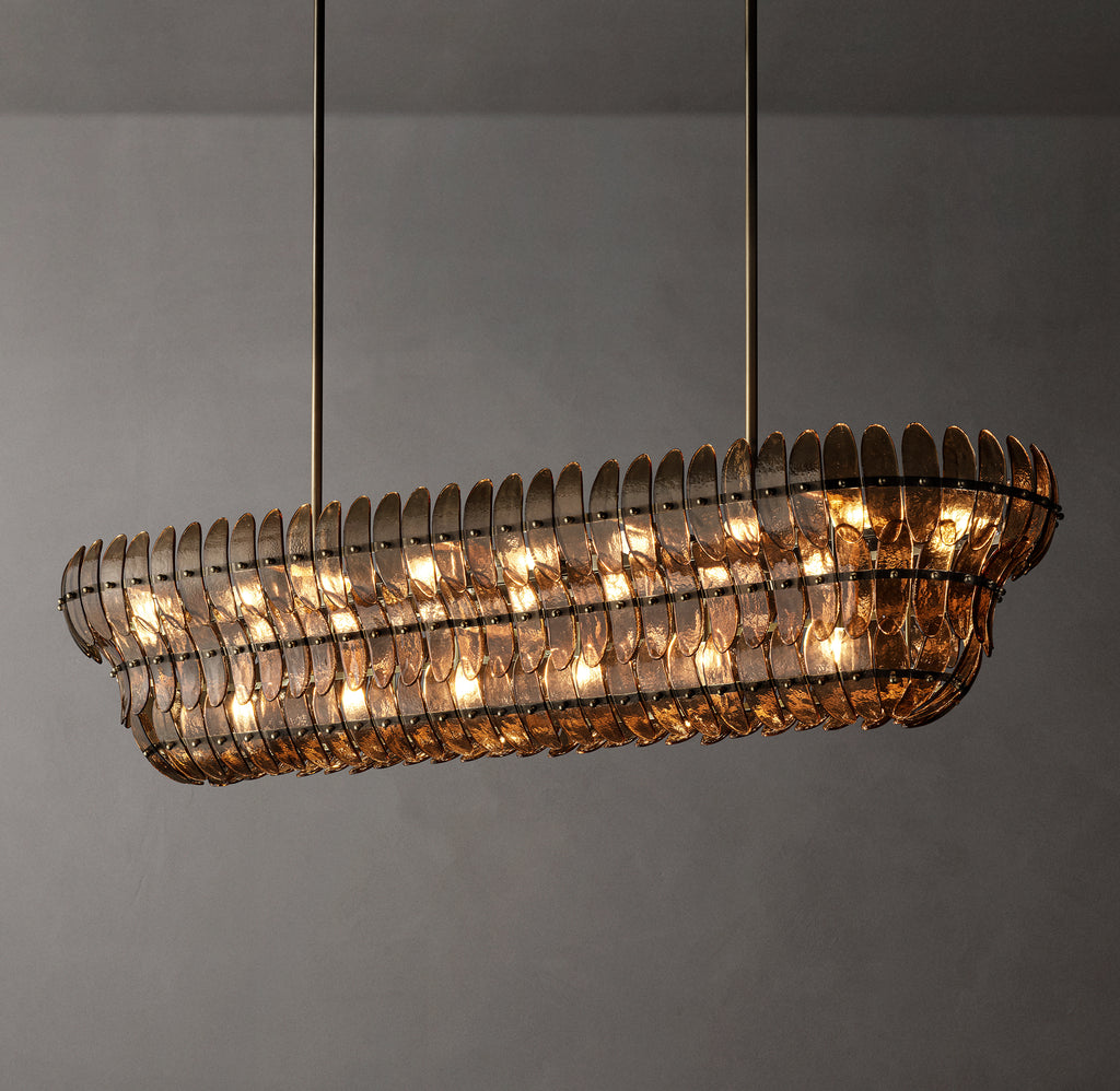 Sculptural Amelia Smoke Glass Linear Chandelier – 72"
