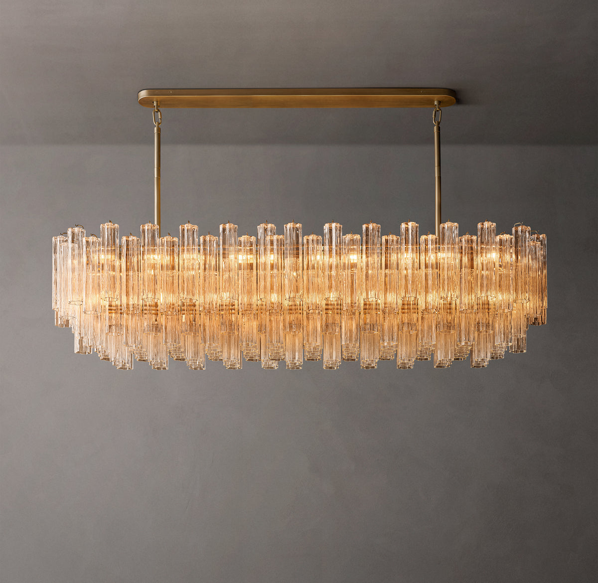 Heritage Tronchi Smoke Glass Linear Chandelier, alternate view