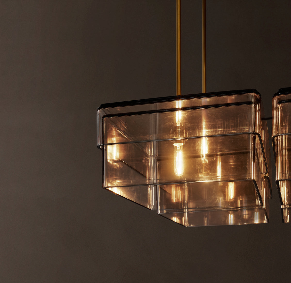 Signature Remy Square Chandelier – 24" Lacquered Burnished Brass/Smoke