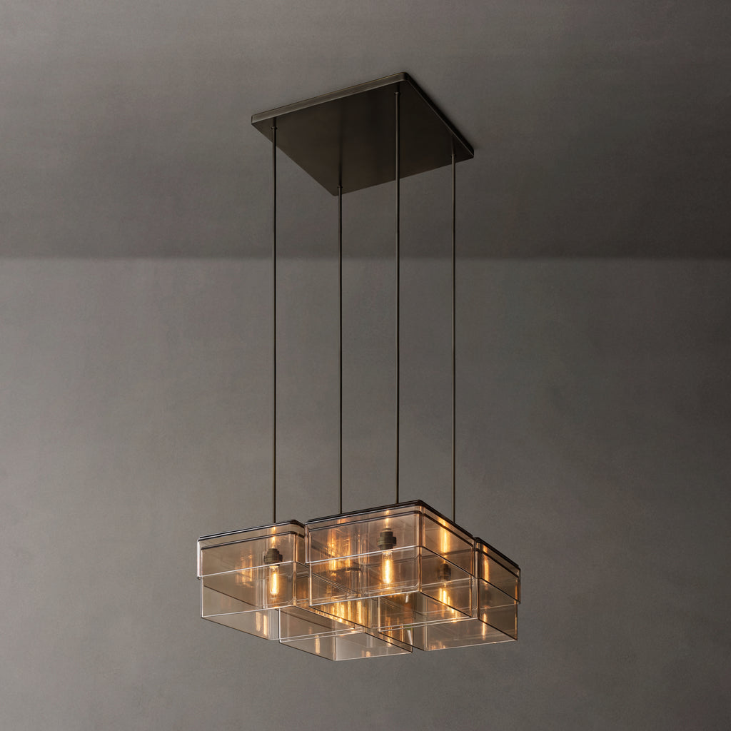 Signature Remy Square Chandelier – 24" Bronze/Smoke