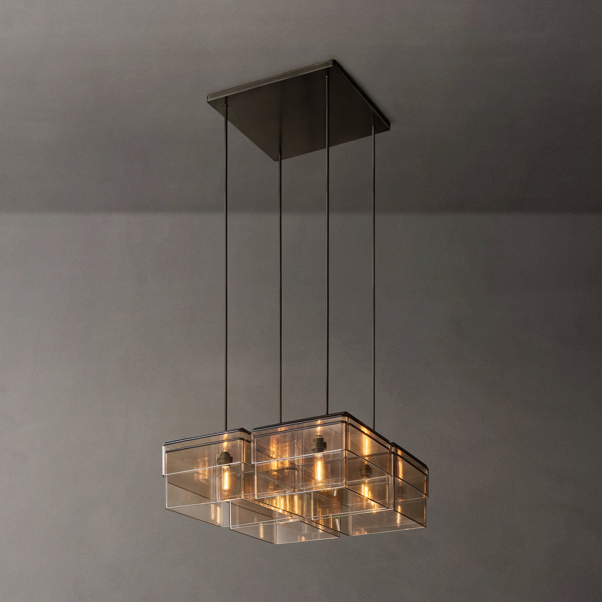 Signature Remy Square Chandelier – 24" Bronze/Smoke