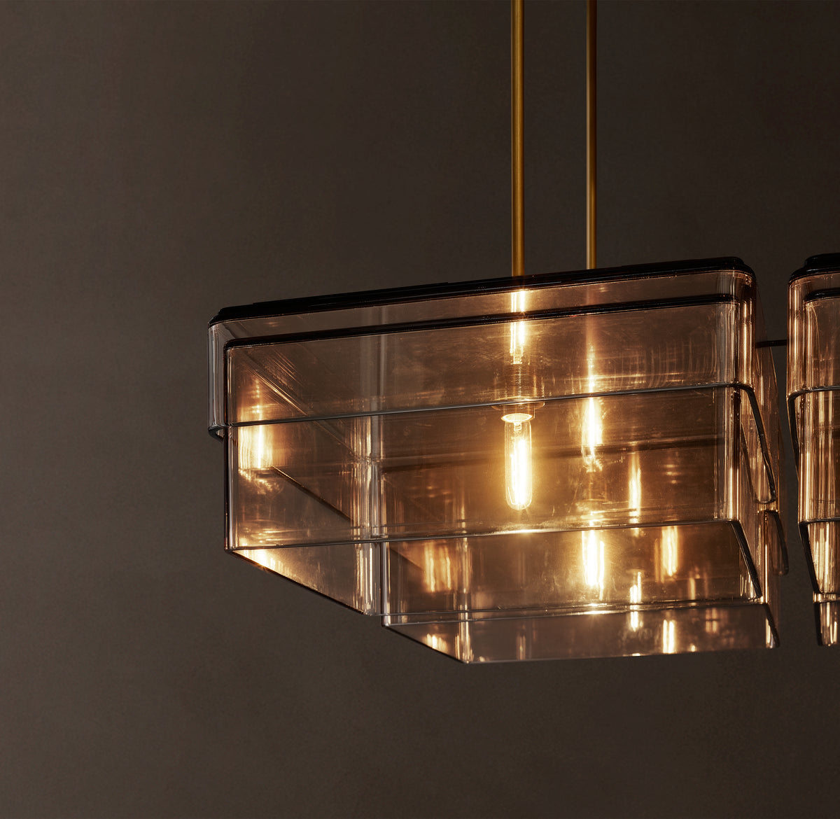 Signature Remy Square Chandelier – 36" Lacquered Burnished Brass/Smoke