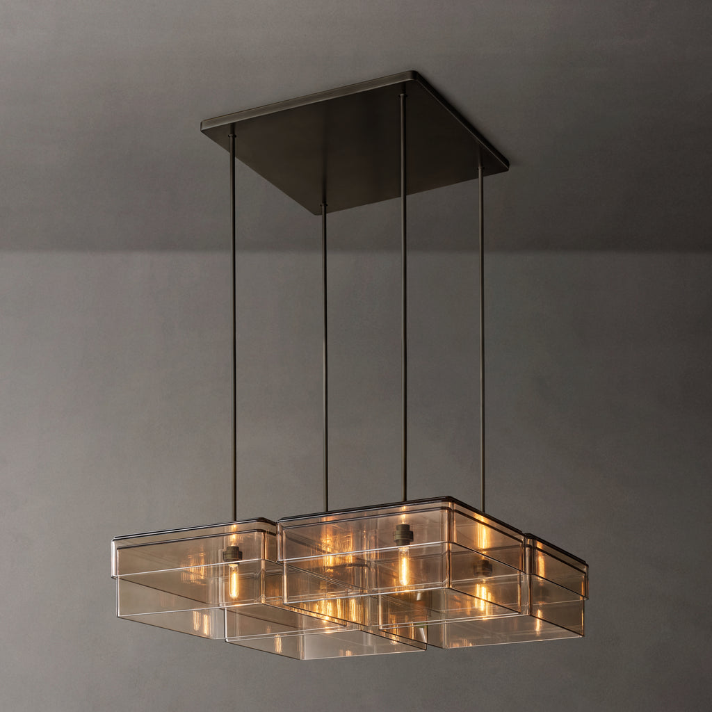 Signature Remy Square Chandelier – 36" Bronze/Smoke