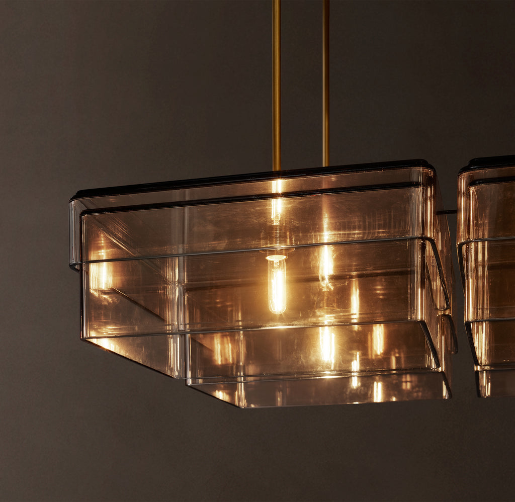 Signature Remy Square Chandelier – 48" Lacquered Burnished Brass/Smoke