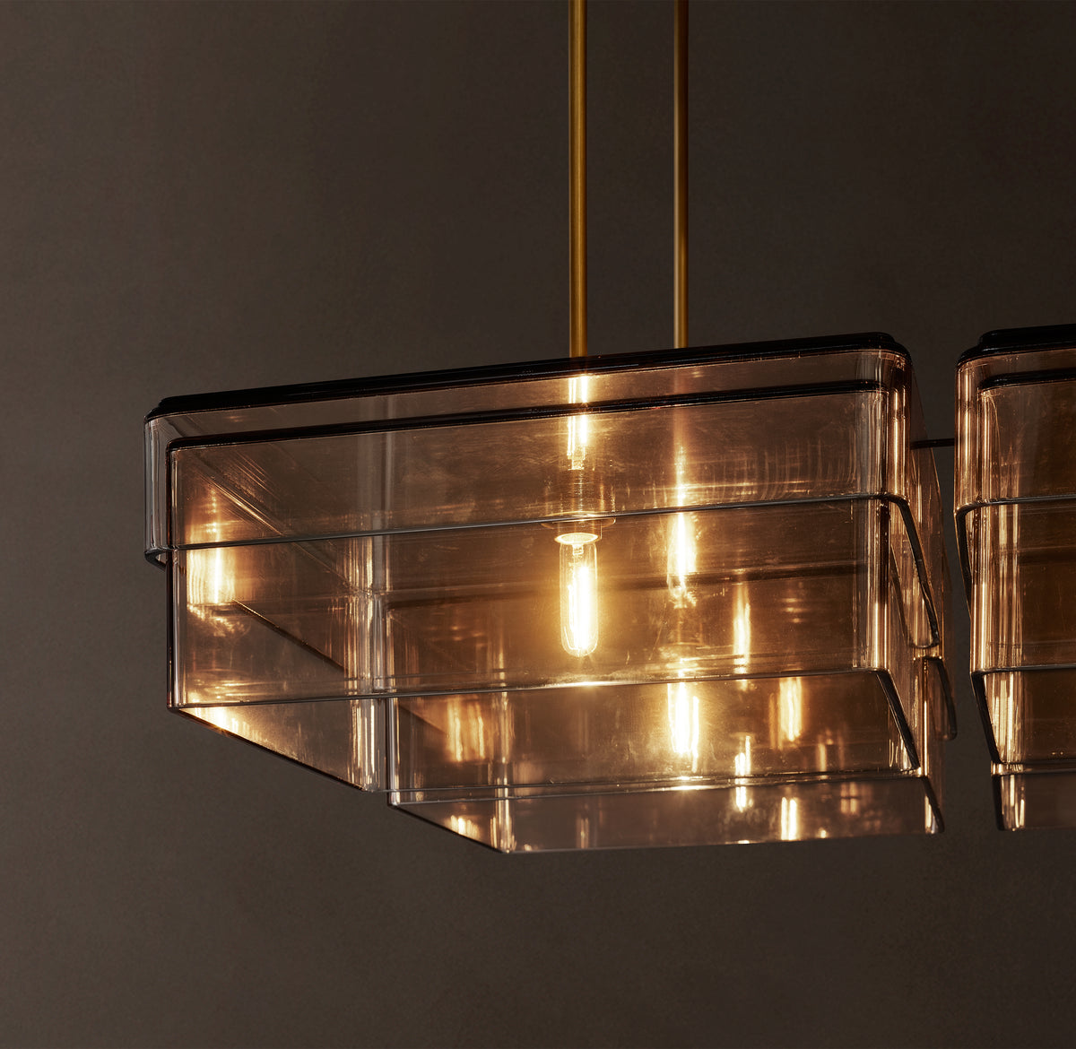 Signature Remy Square Chandelier – 48" Lacquered Burnished Brass/Smoke