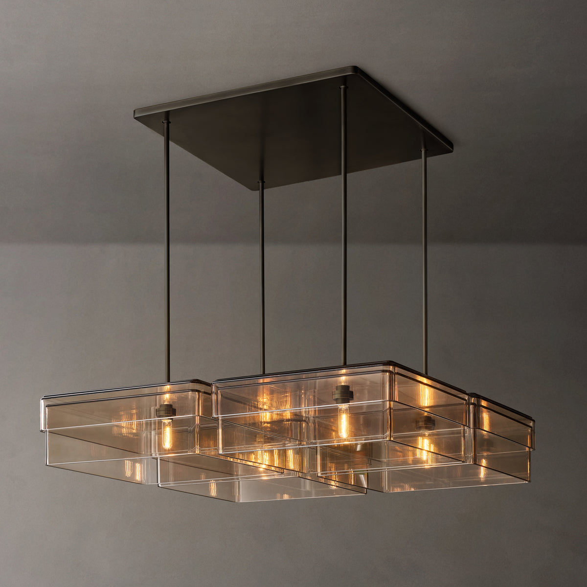 Signature Remy Square Chandelier – 48" Bronze/Smoke