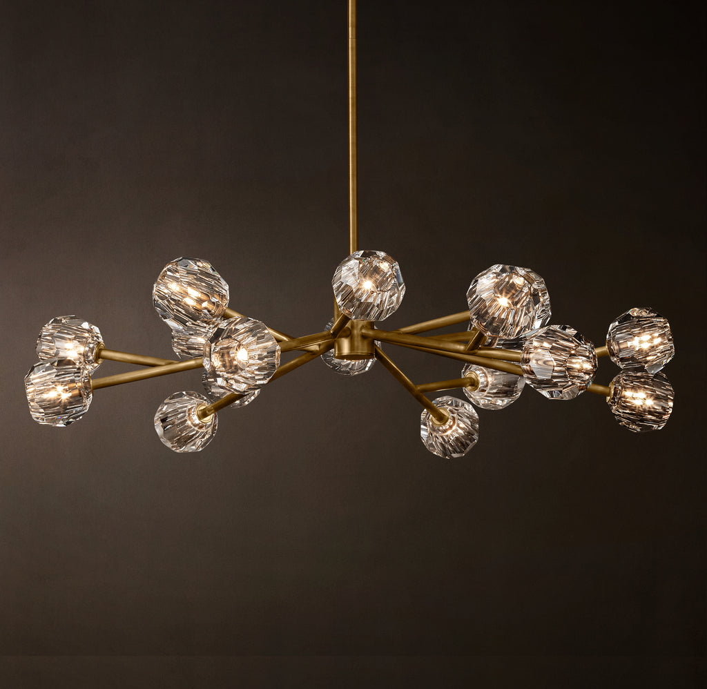 Heritage Boule De Cristal Clear Glass Round Chandelier – 48" Lacquered Burnished Brass