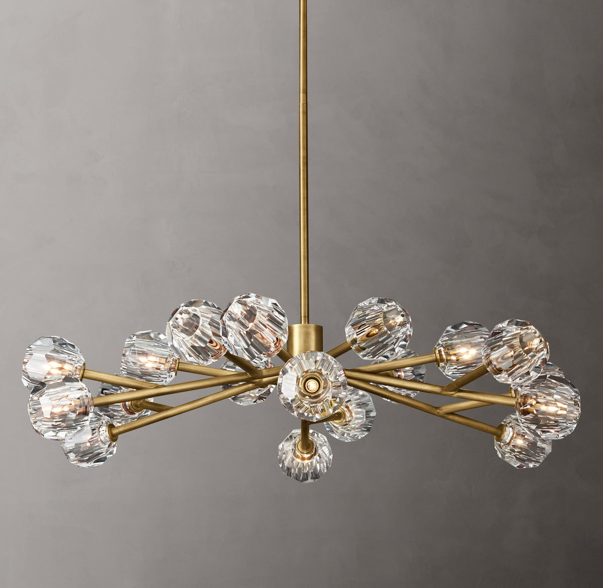 Heritage Boule De Cristal Clear Glass Round Chandelier – 48" Lacquered Burnished Brass