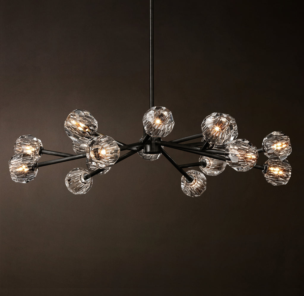 Heritage Boule De Cristal Clear Glass Round Chandelier – 48" Bronze