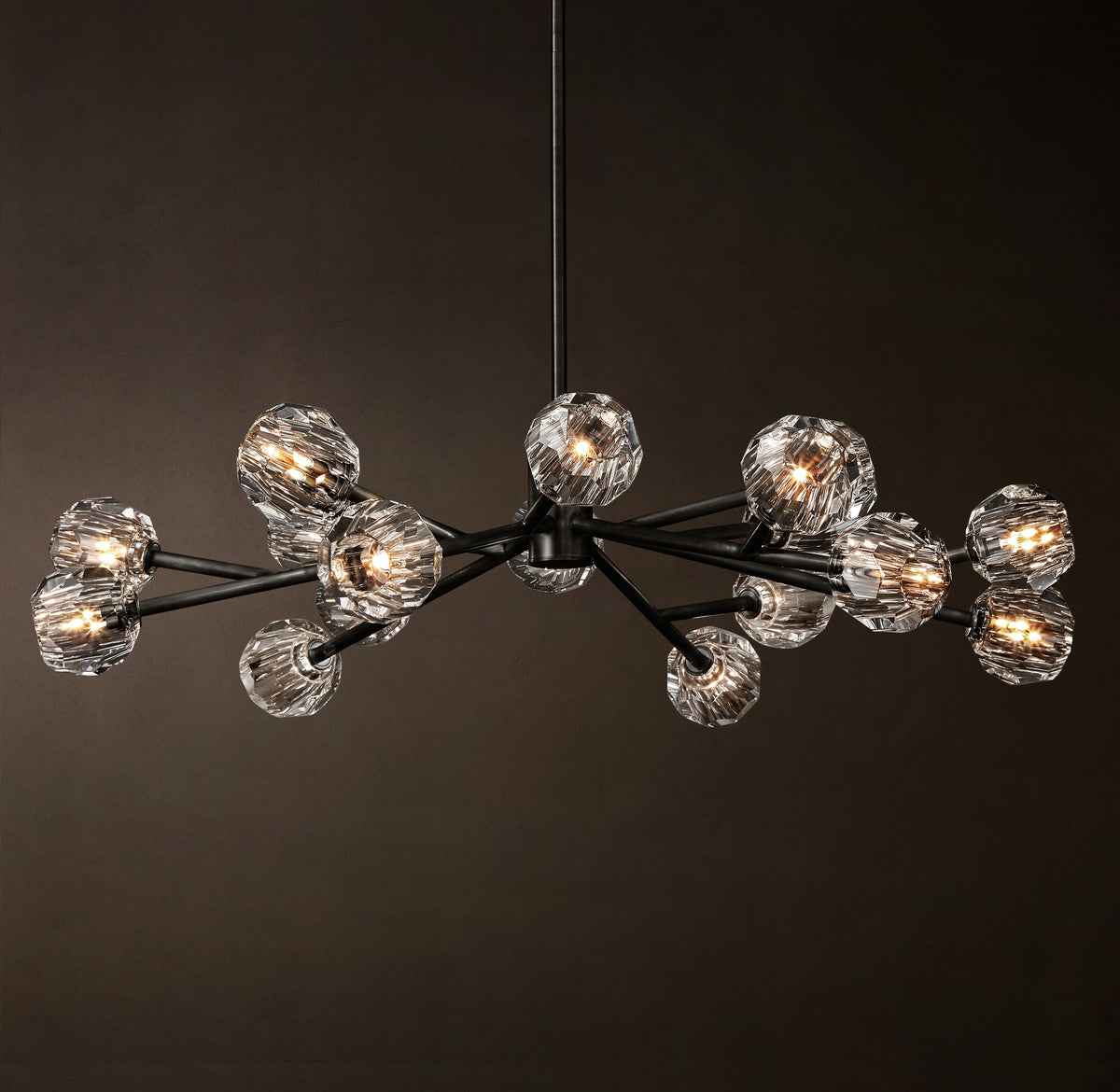 Heritage Boule De Cristal Clear Glass Round Chandelier – 48" Bronze