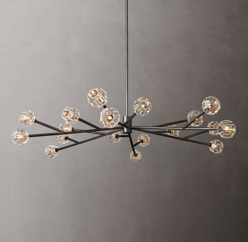 Heritage Boule De Cristal Clear Glass Round Chandelier – 72" Bronze