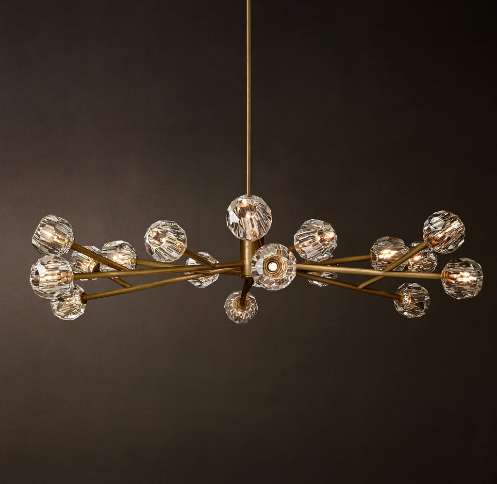 Heritage Boule De Cristal Clear Glass Round Chandelier – 60" Lacquered Burnished Brass