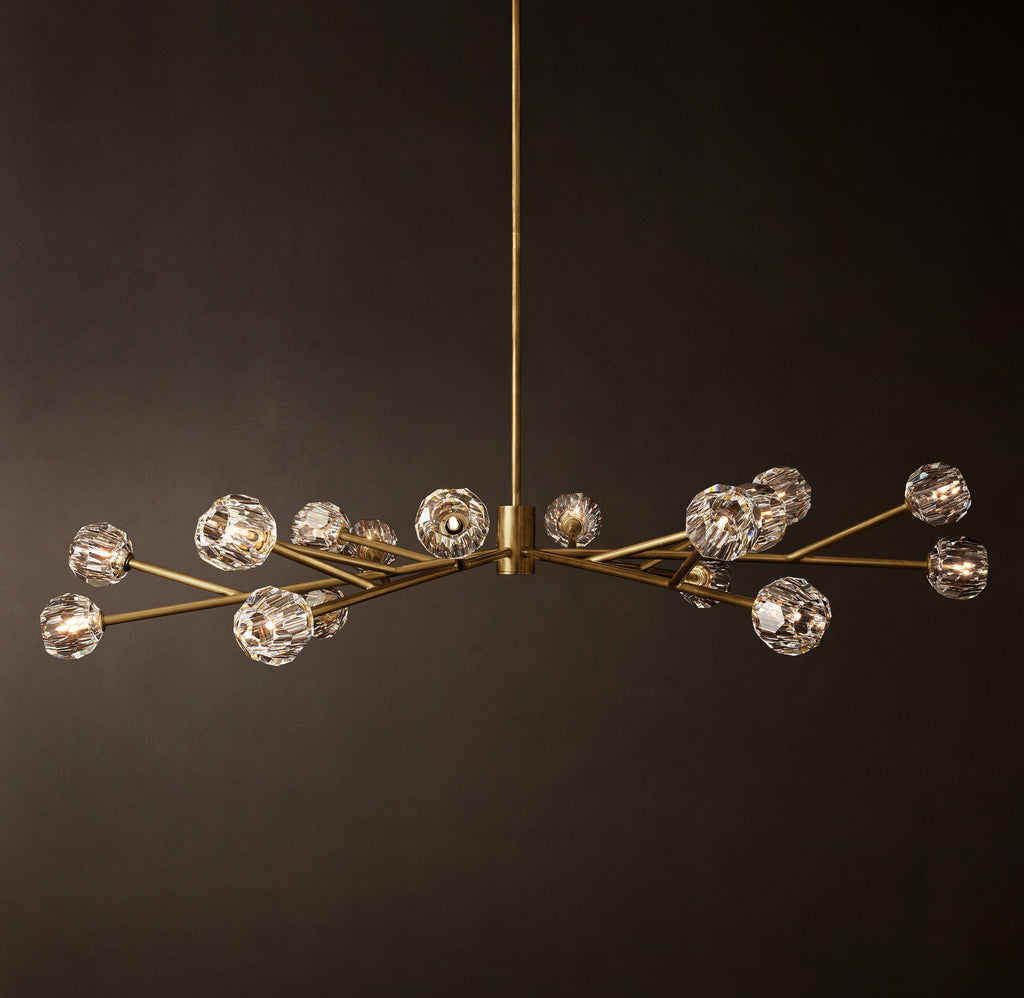 Heritage Boule De Cristal Clear Glass Round Chandelier – 72" Lacquered Burnished Brass