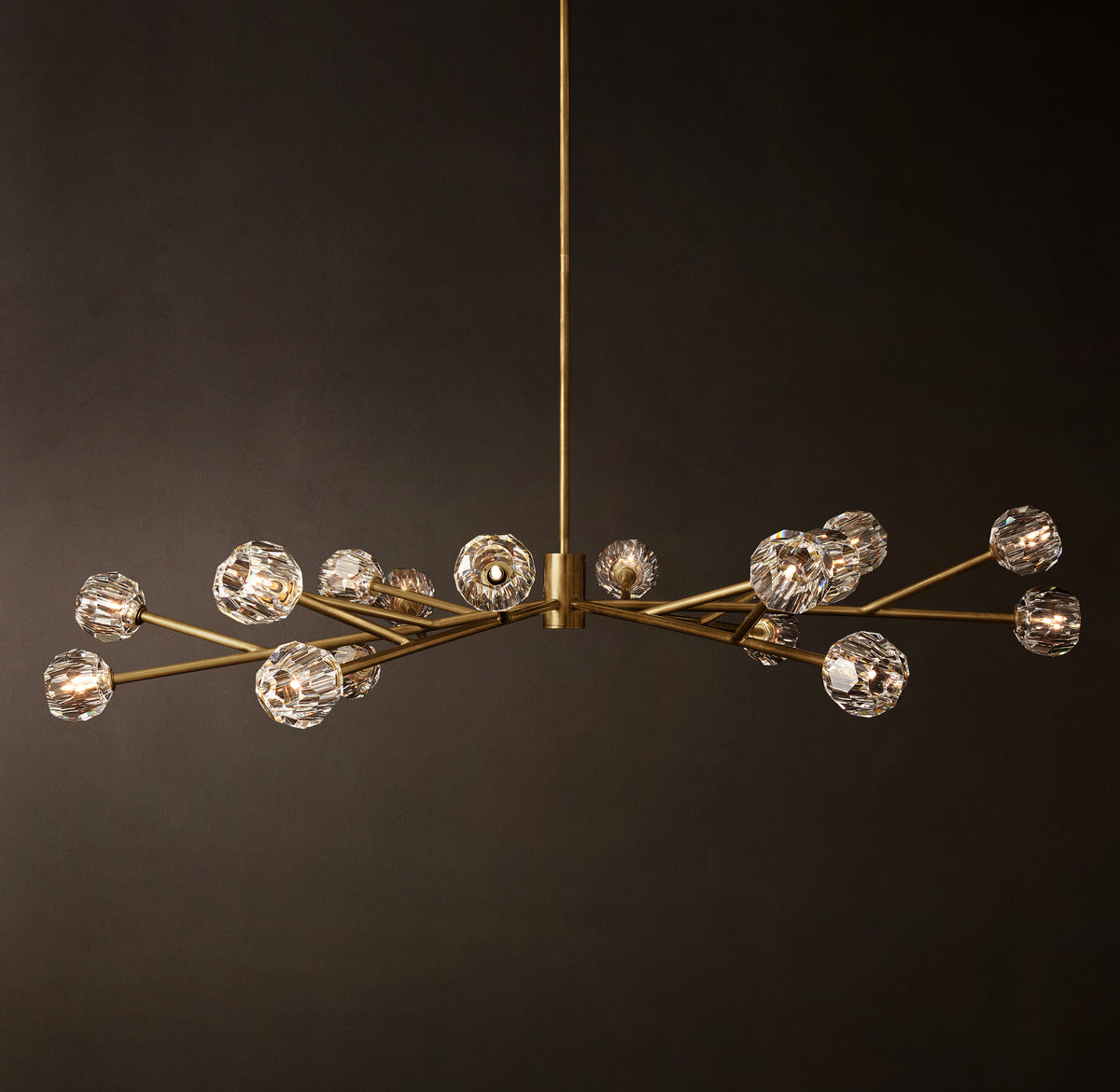 Heritage Boule De Cristal Clear Glass Round Chandelier – 72" Lacquered Burnished Brass