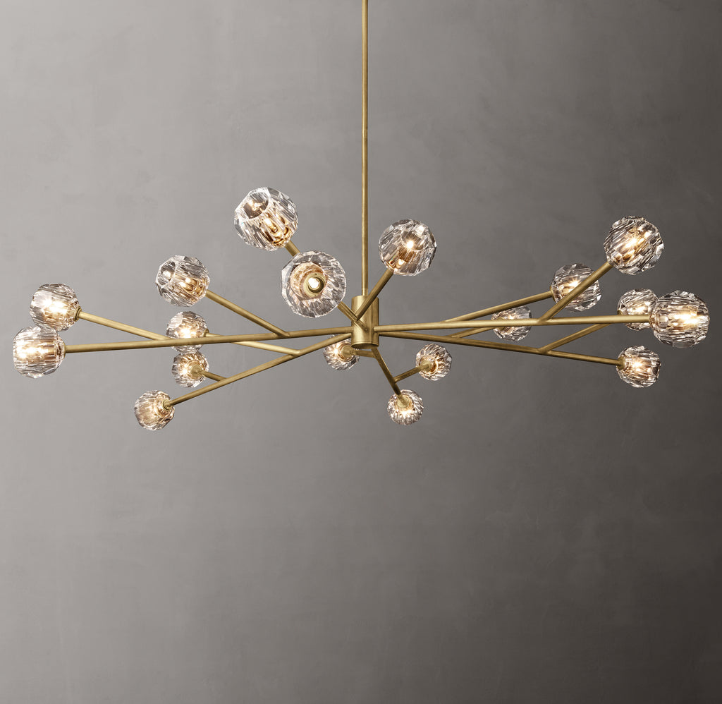 Heritage Boule De Cristal Clear Glass Round Chandelier – 72" Lacquered Burnished Brass