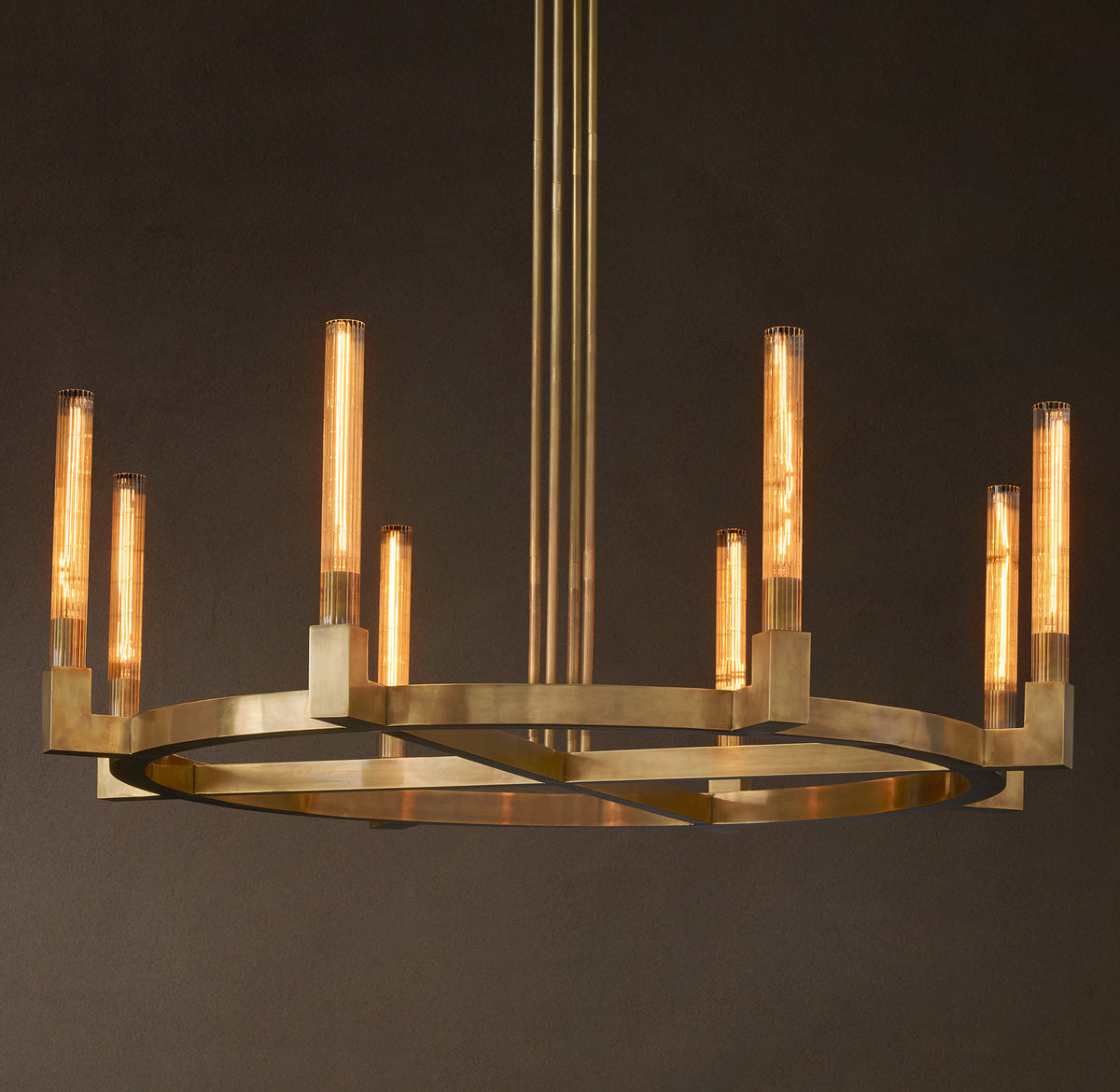 Heritage Cannele Round Chandelier – 48" Lacquered Burnished Brass