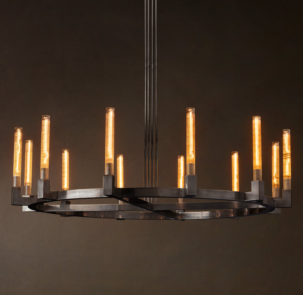 Heritage Cannele Round Chandelier – 60" Bronze
