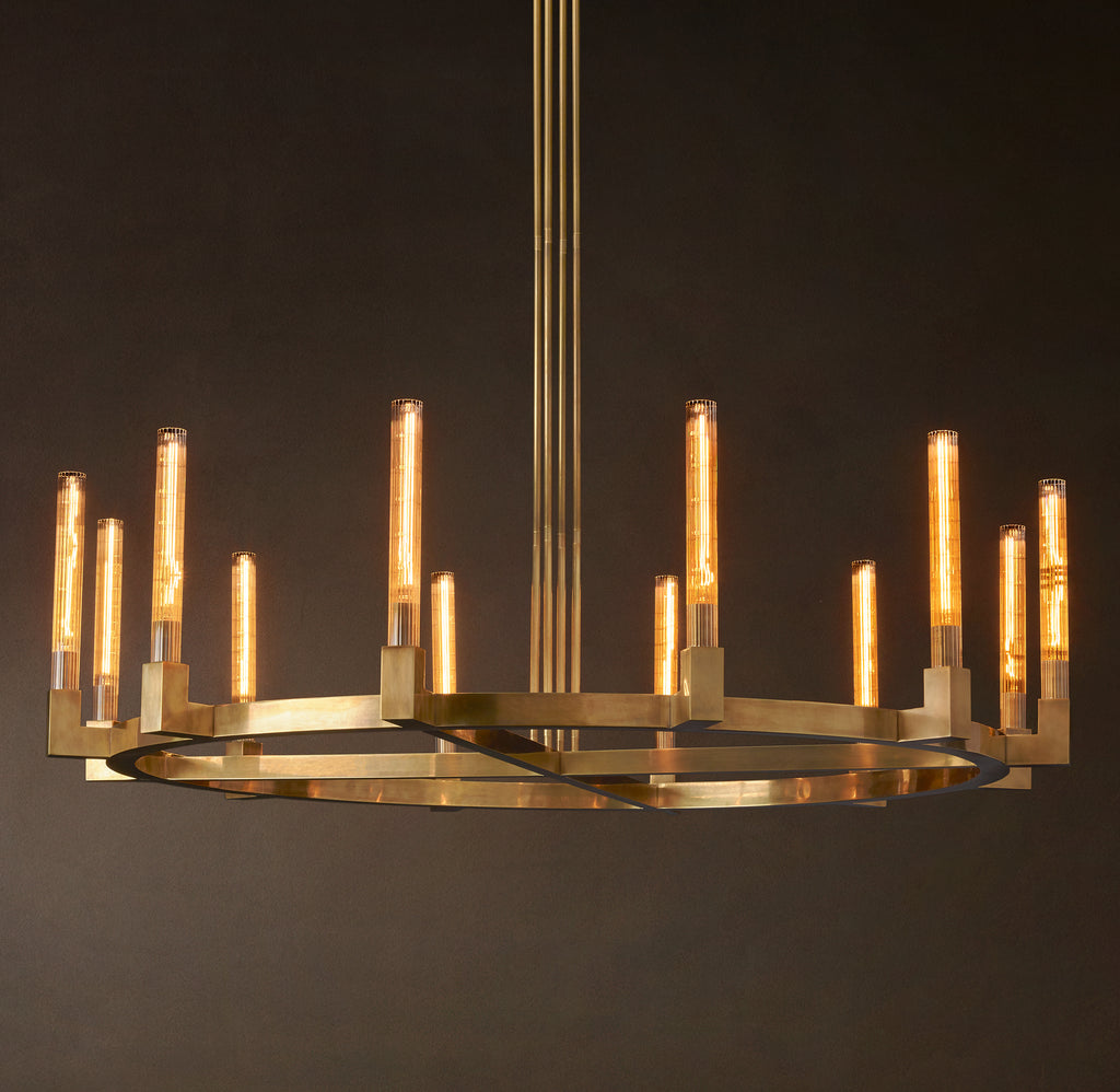 Heritage Cannele Round Chandelier – 60" Lacquered Burnished Brass