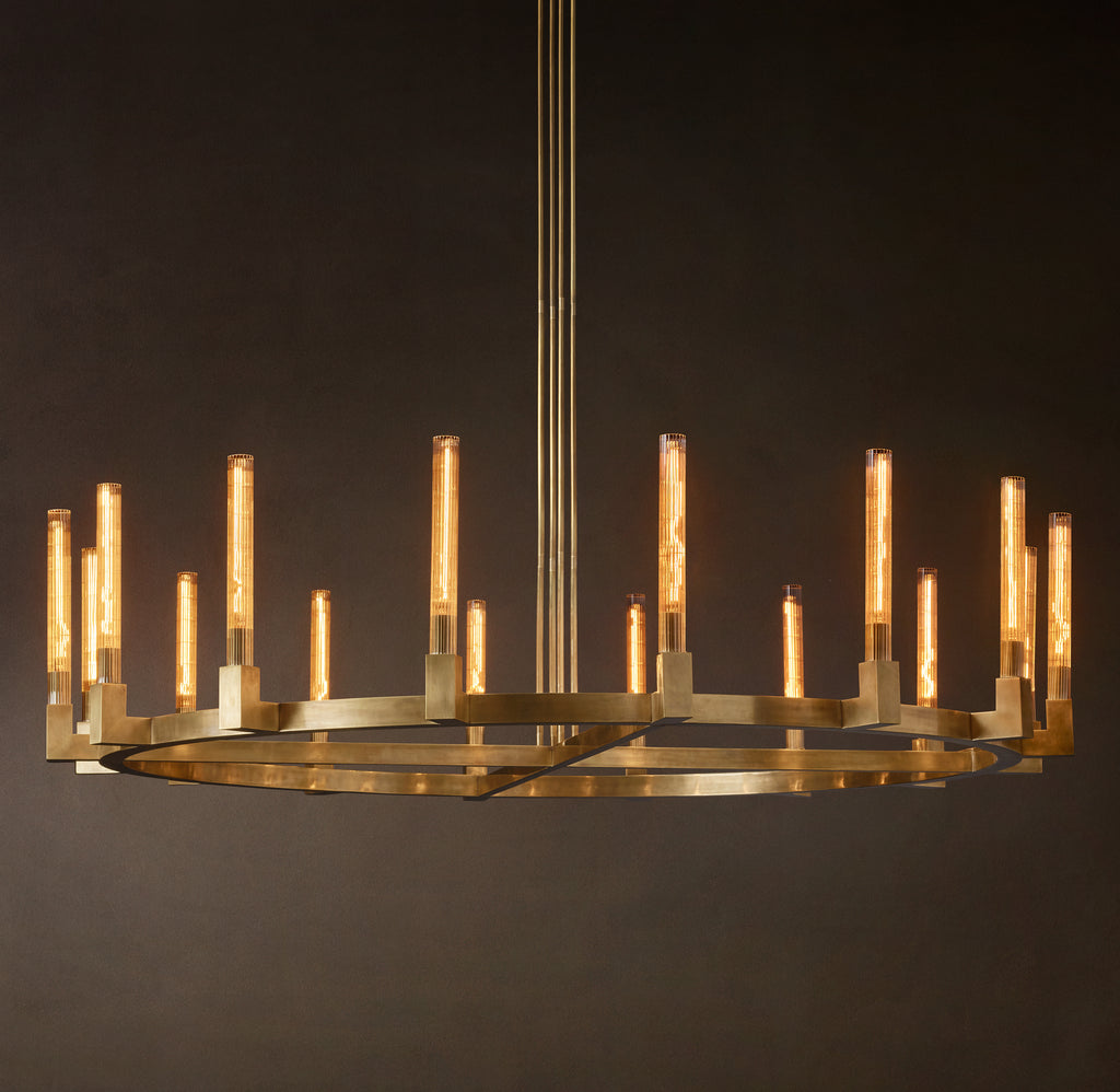 Heritage Cannele Round Chandelier – 72" Lacquered Burnished Brass