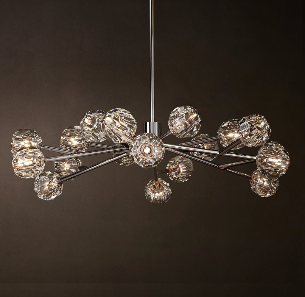 Heritage Boule De Cristal Clear Glass Round Chandelier – 48" Polished Nickel