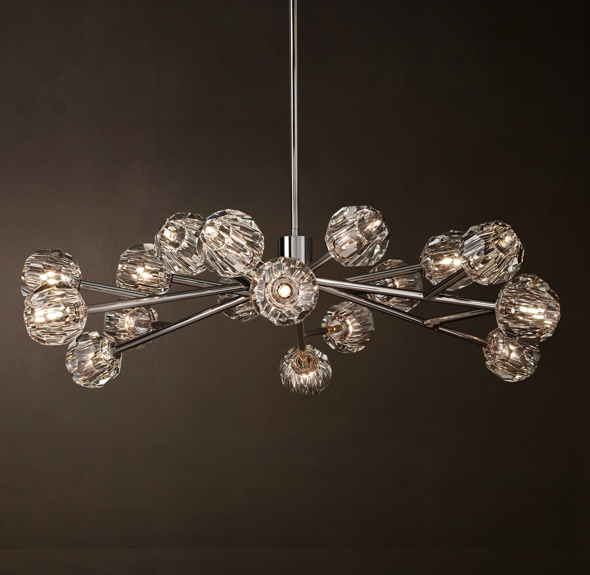 Heritage Boule De Cristal Clear Glass Round Chandelier – 48" Polished Nickel
