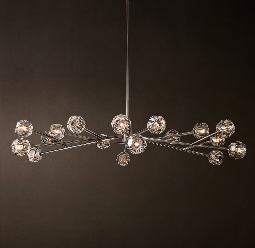 Heritage Boule De Cristal Clear Glass Round Chandelier – 72" Polished Nickel