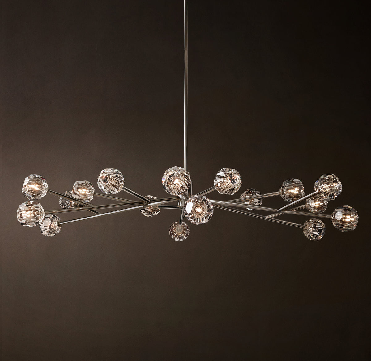 Heritage Boule De Cristal Clear Glass Round Chandelier – 72" Polished Nickel