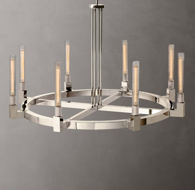 Heritage Cannele Round Chandelier – 48" Polished Nickel