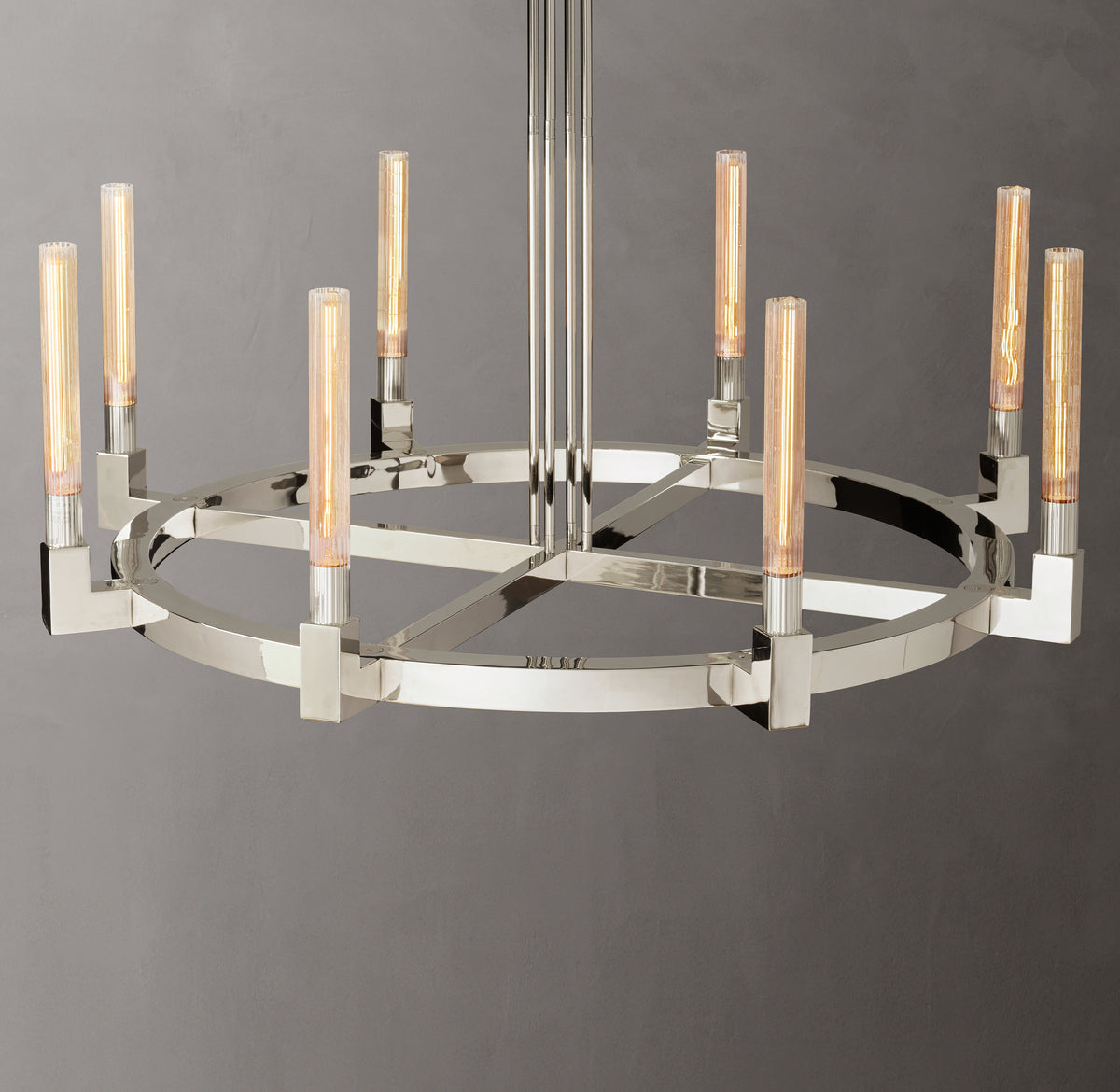 Heritage Cannele Round Chandelier – 48" Polished Nickel